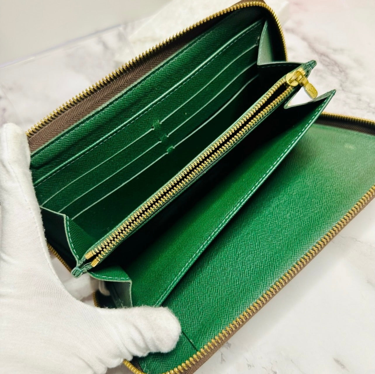 Louis Vuitton Monogram Groom Zippy Organizer Wallet Alpine Green