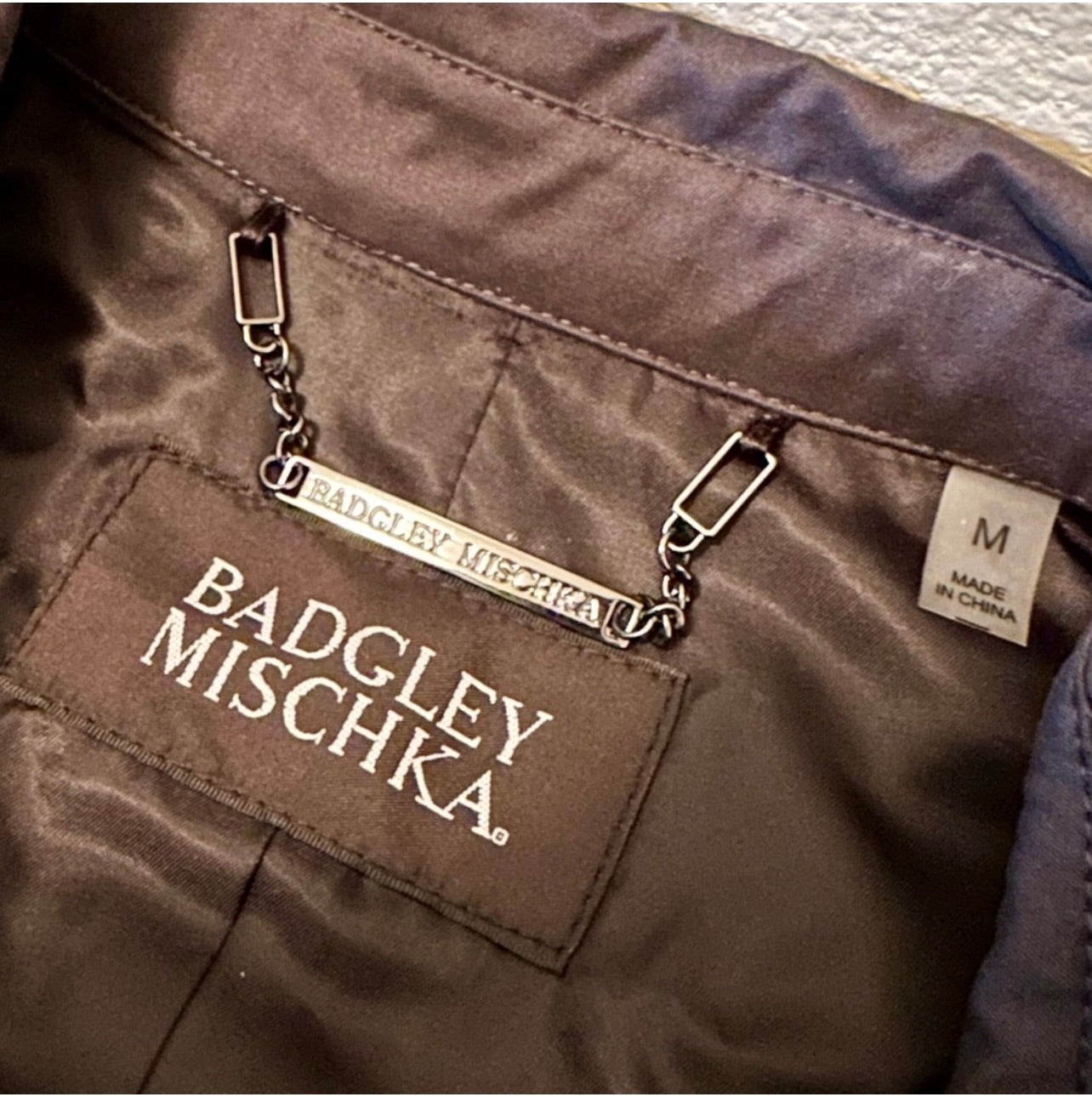 New Badgley Mischka Charcoal Gray Brooke Cotton Utility Trench Coat