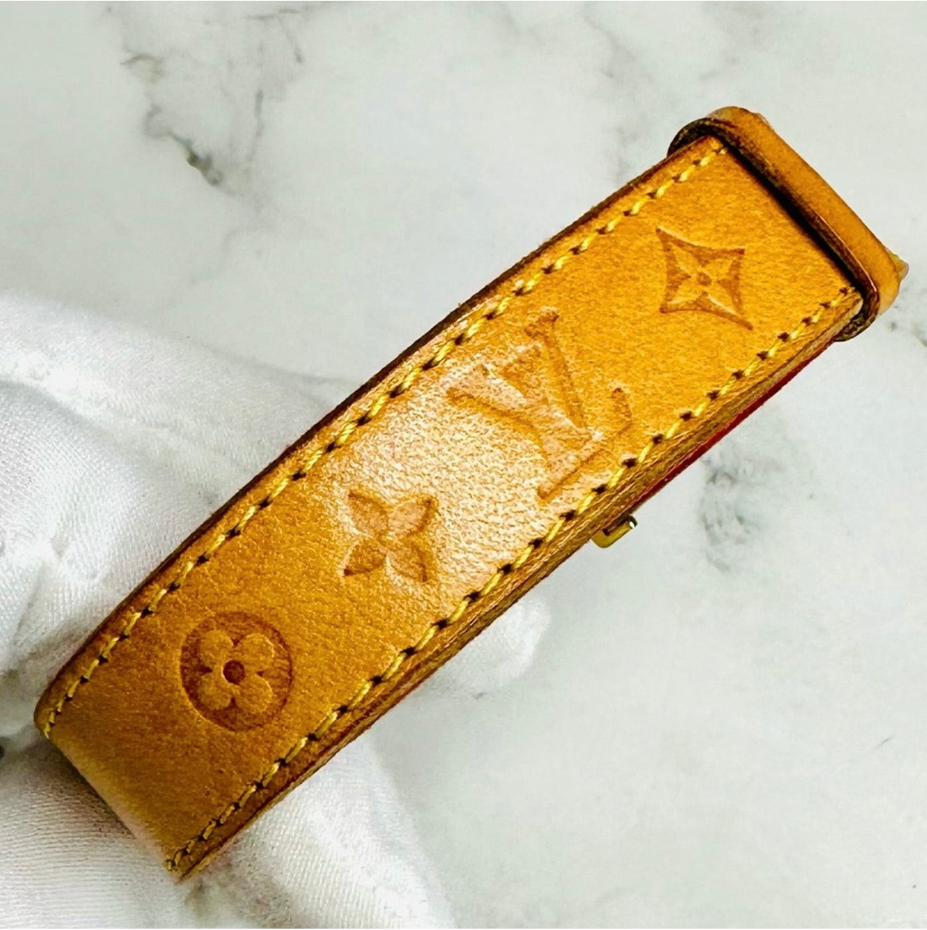 EUC Louis Vuitton Vachetta Leather Monogram Millennium Wish Bracelet