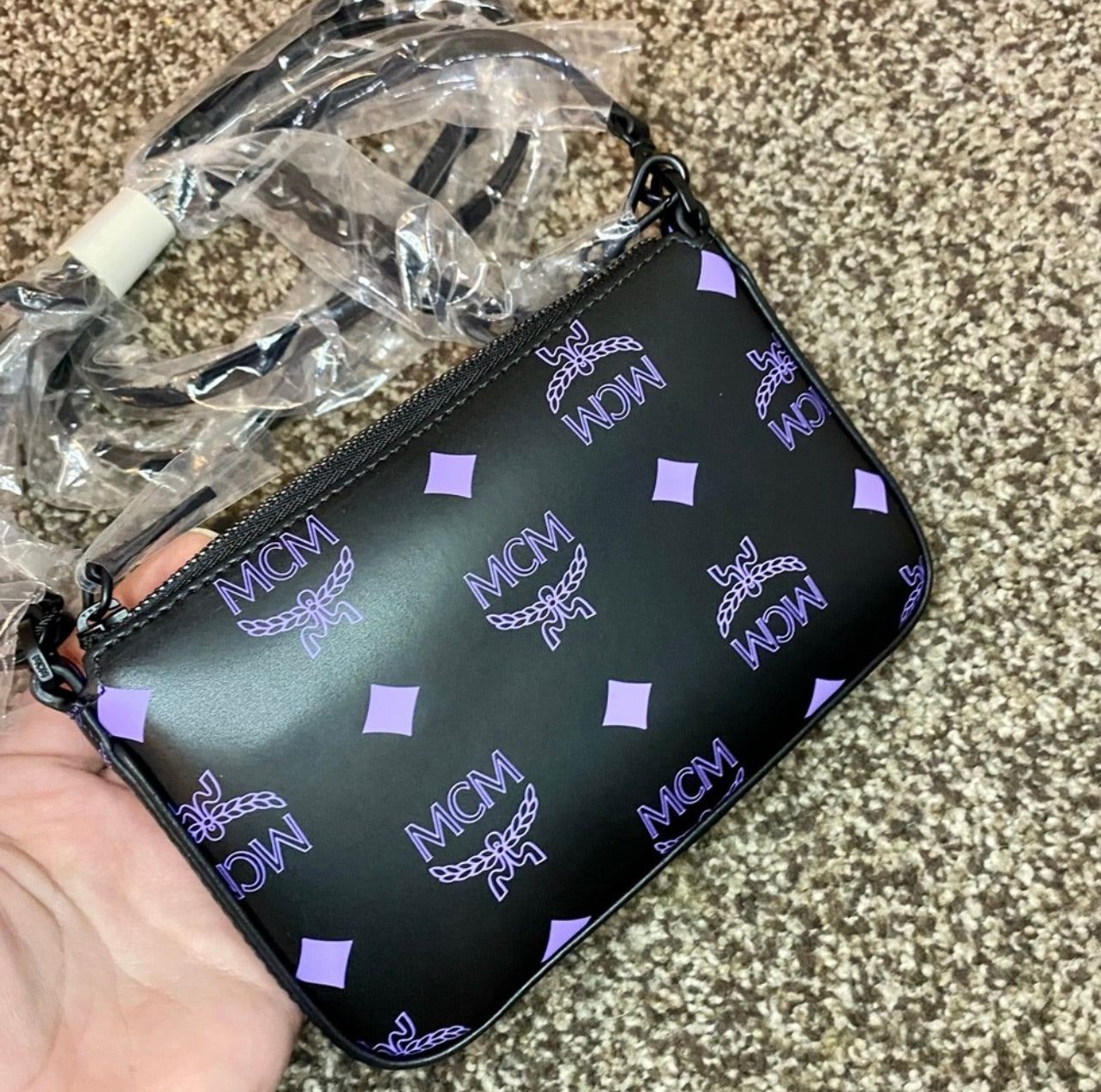 New MCM Dahlia Purple Mini Color Splash Logo Shoulder Bag