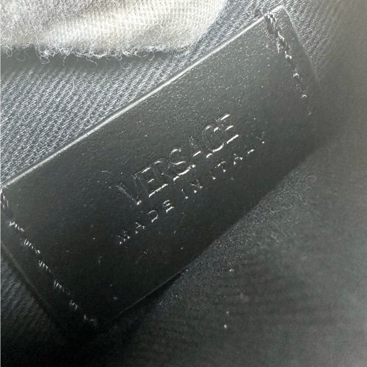 New Versace Khaki/Tan/Black La Greca & Black Leather Signature Modular Pouch