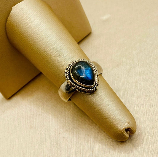 925 Sterling Silver Natural Labradorite Boho Ring