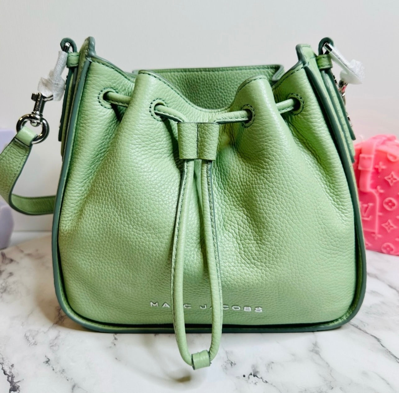 New Marc Jacobs Mint Green Leather Mini Bucket Bag