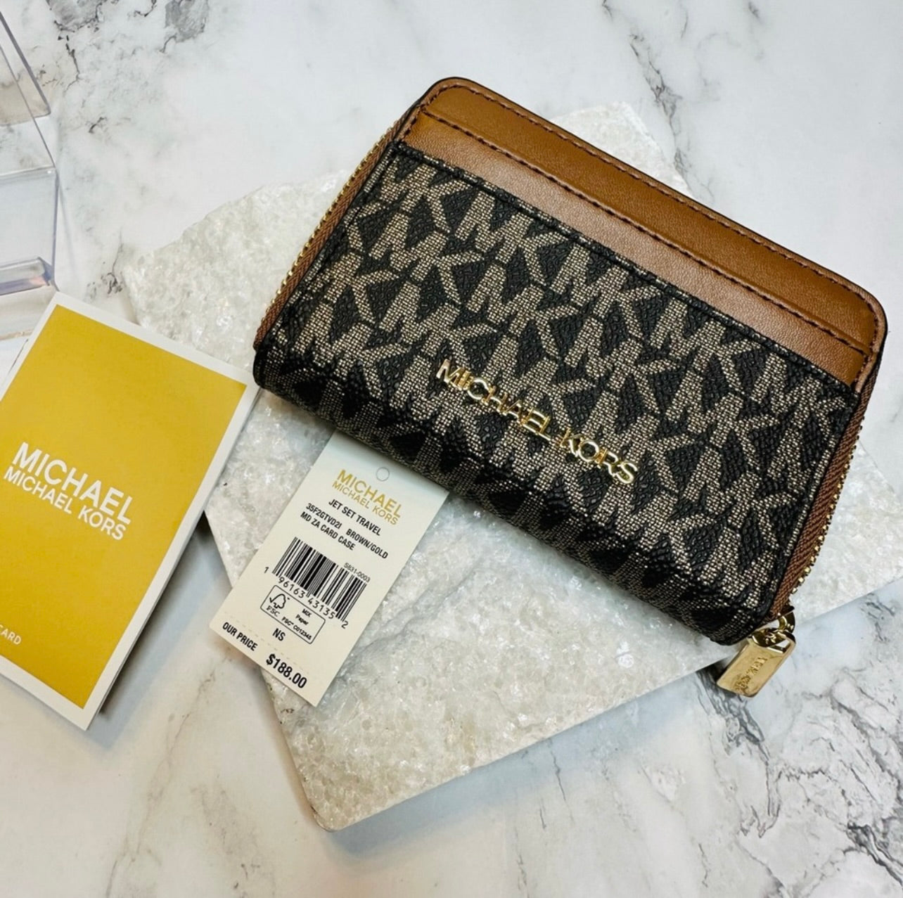 New Michael Kors Jet Set Travel Medium Zip Around Card Case Zip Around Wallet