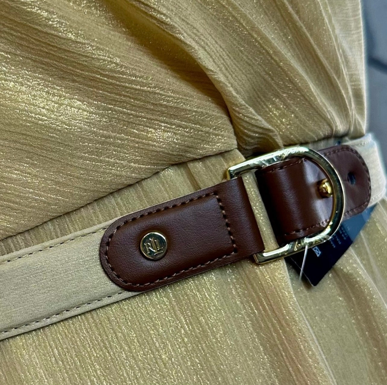 New LAUREN RALPH LAUREN Gold Shimmer Strapless Evening Dress Gown