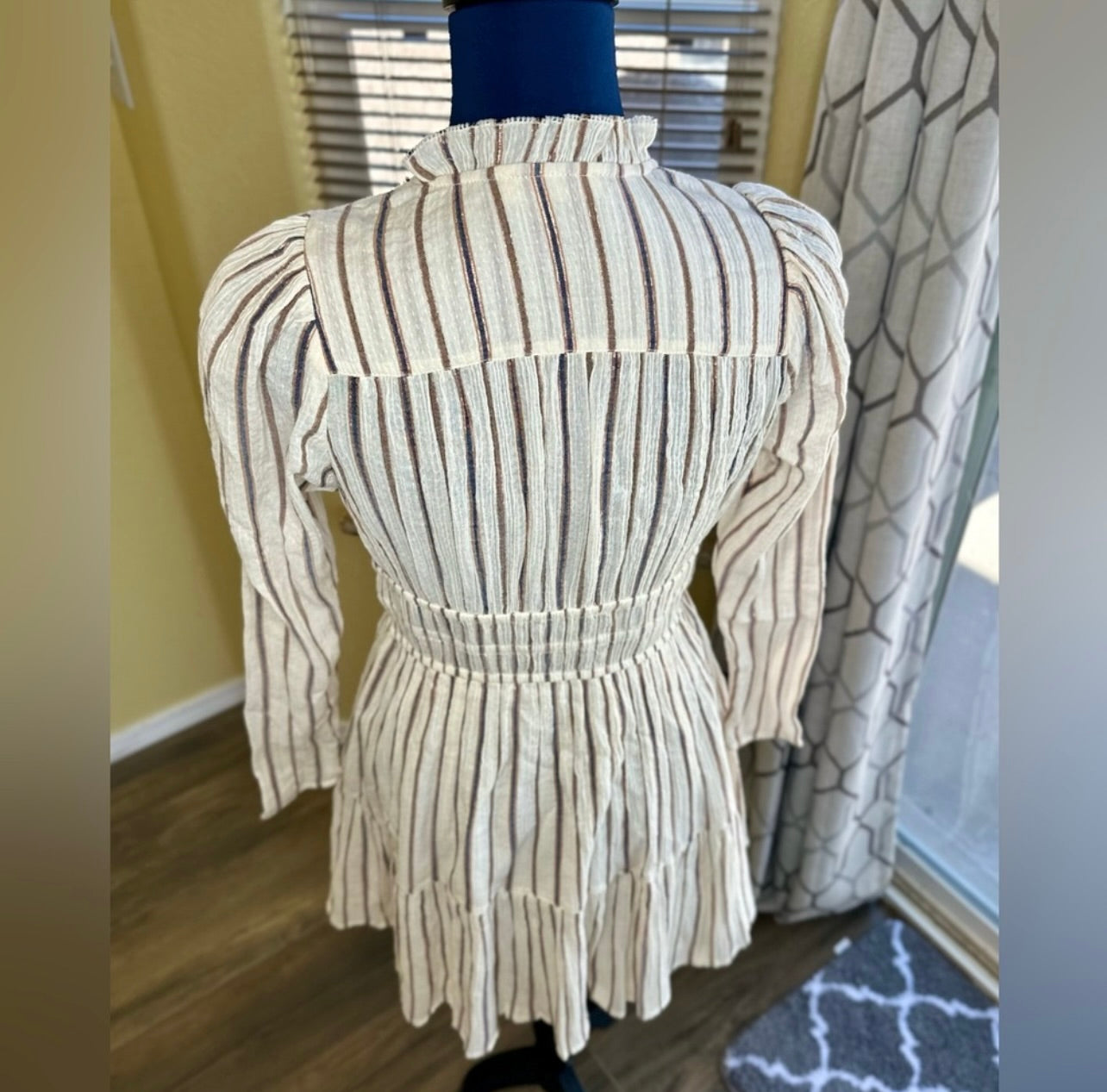 Ulla Johnson Cream Striped Rosalind Mini Dress