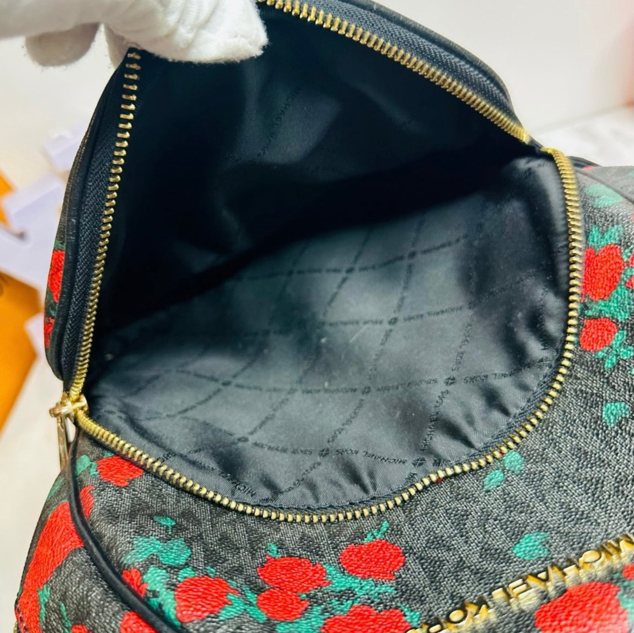 Michael Kors Abbey Medium MK Logo & Floral Print Backpack
