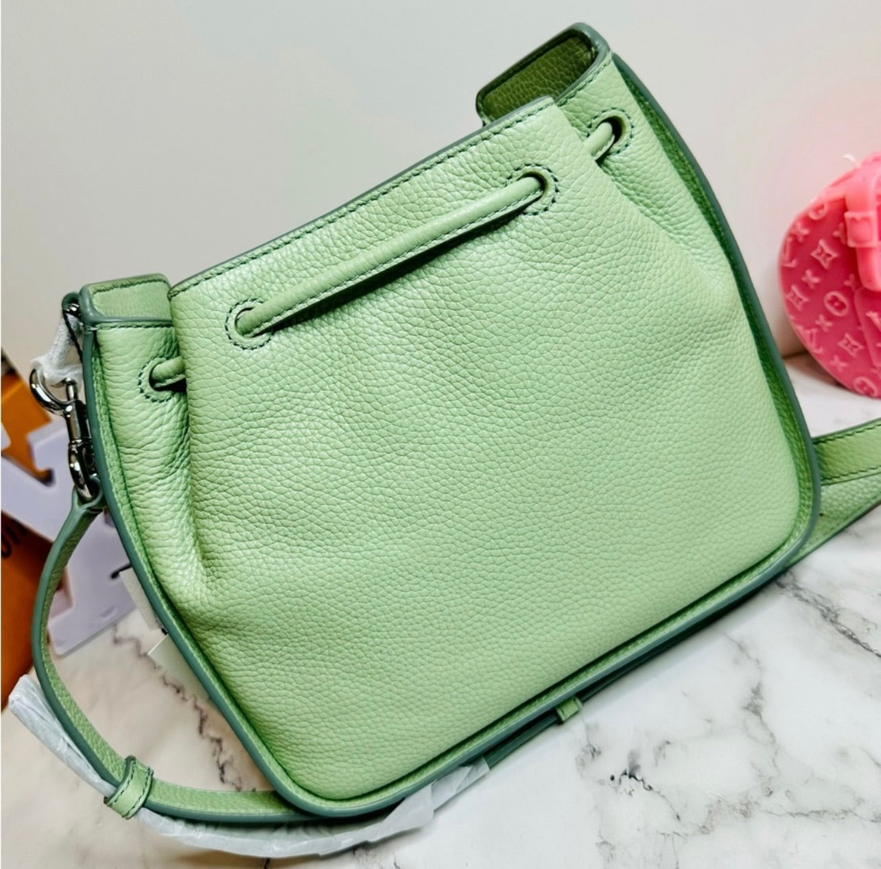 New Marc Jacobs Mint Green Leather Mini Bucket Bag