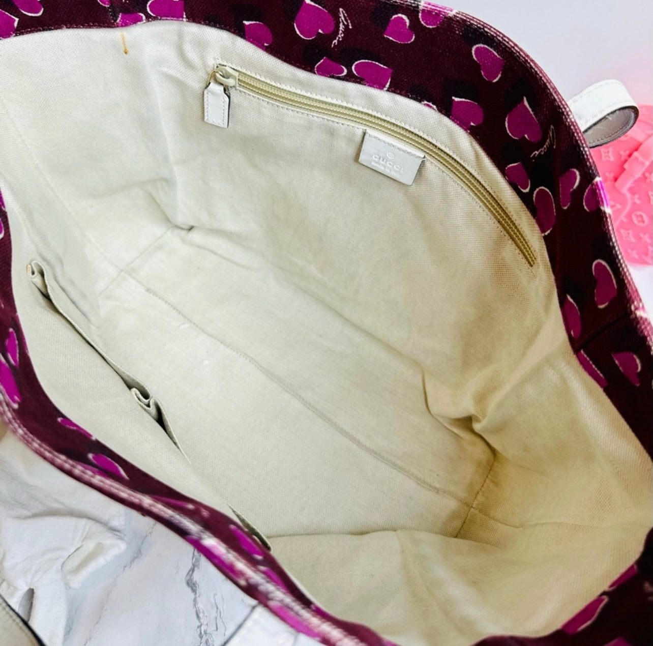 Limited Edition GUCCI Heartbeat Print Canvas Tote Bag