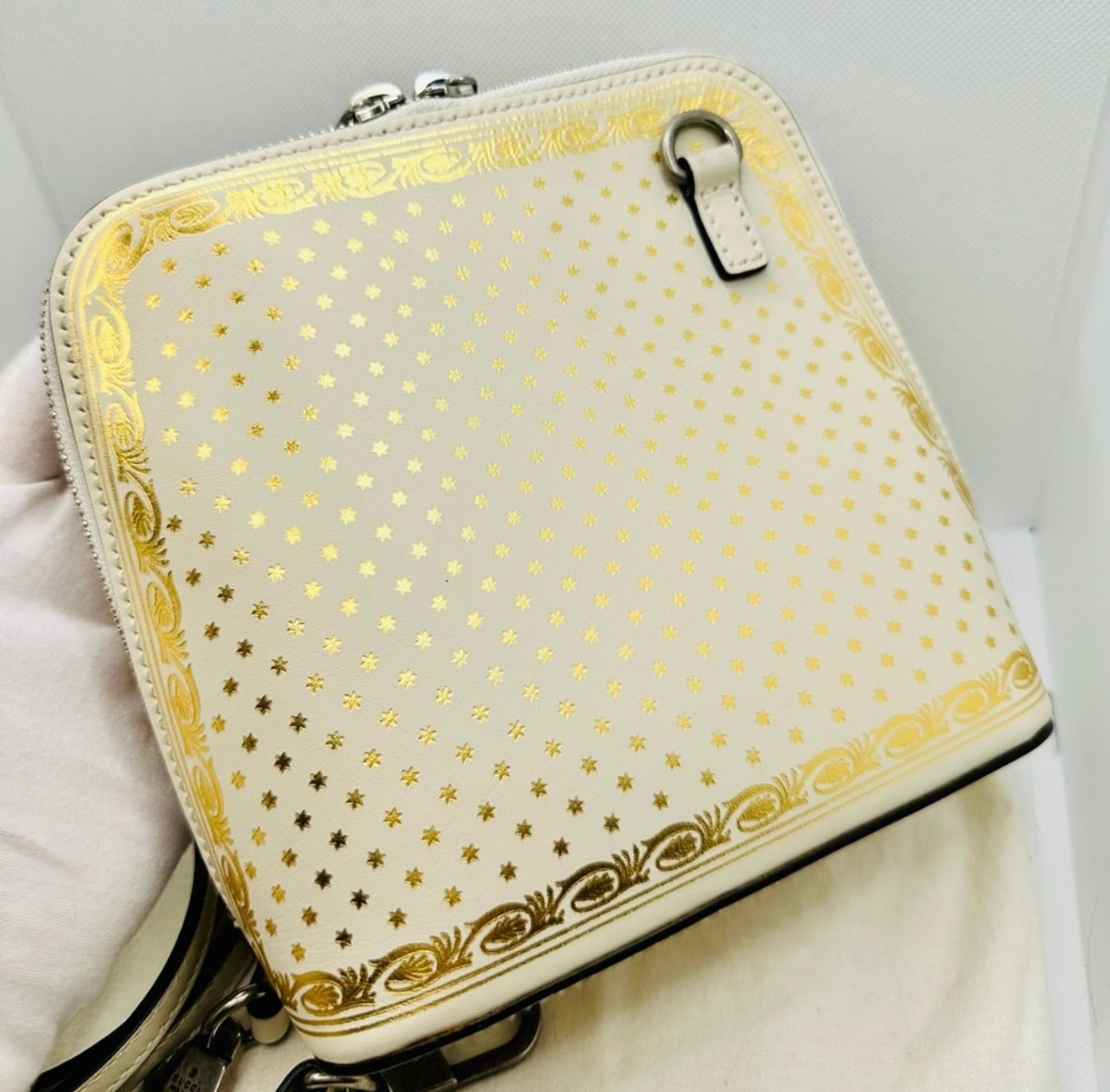 GUCCI x Sega White/Gold Leather GUCCY Mini Crossbody Bag