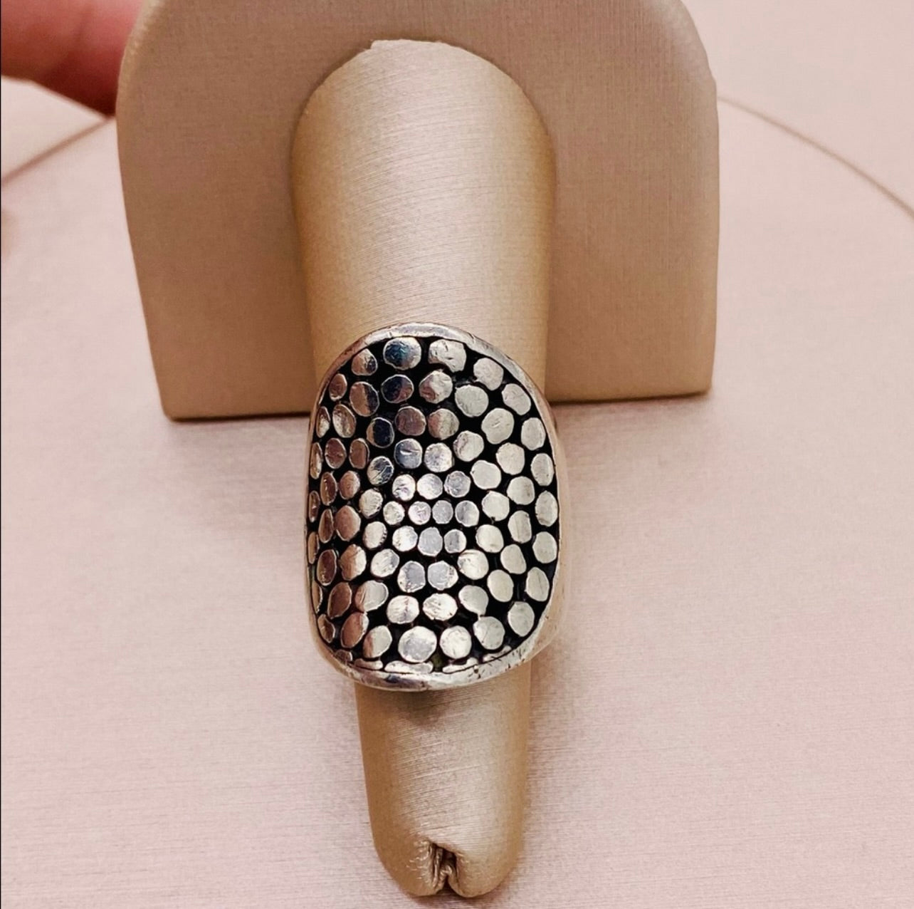 Handmade Sterling Silver Wide Cobbled Bali Ring