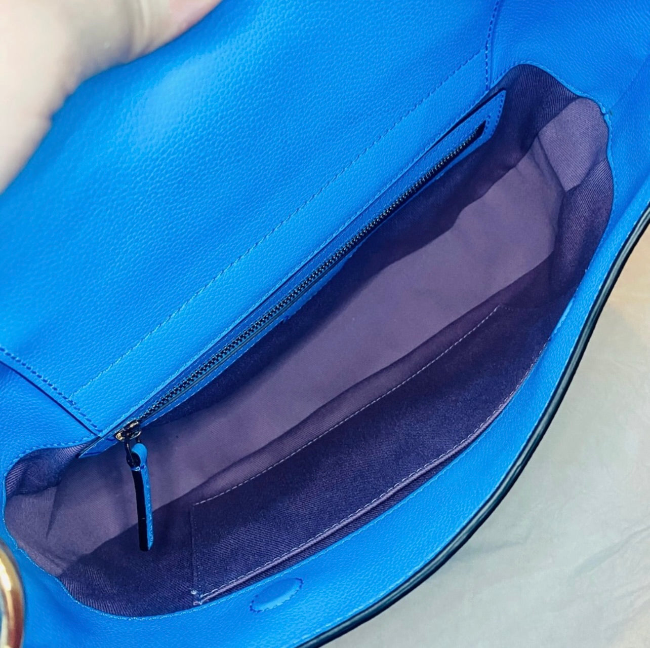 New VERSACE La Medusa Blue Leather Medium Hobo Convertible Strap Bag