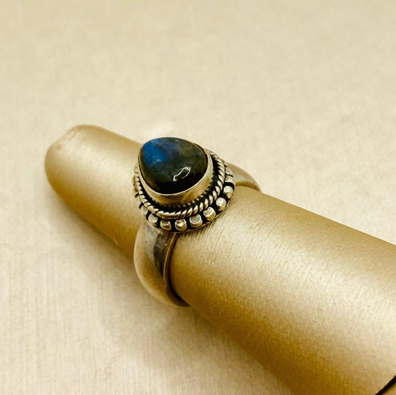 925 Sterling Silver Natural Labradorite Boho Ring