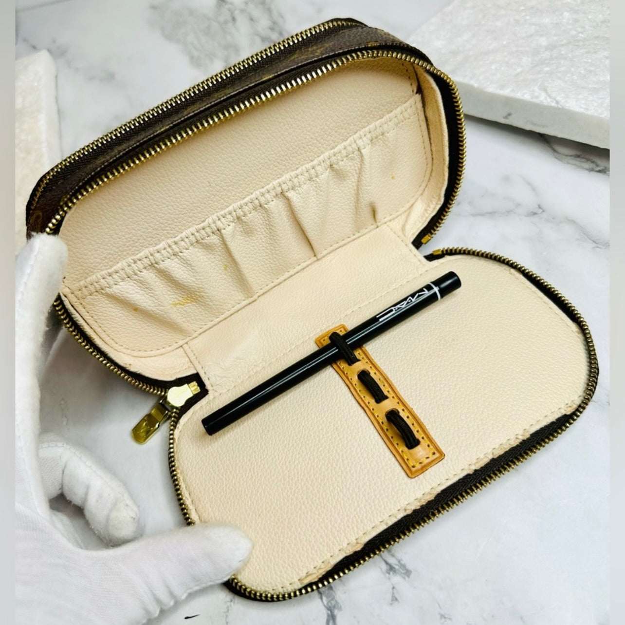Vintage Louis Vuitton Monogram Trousse Brush PM Cosmetic Pouch