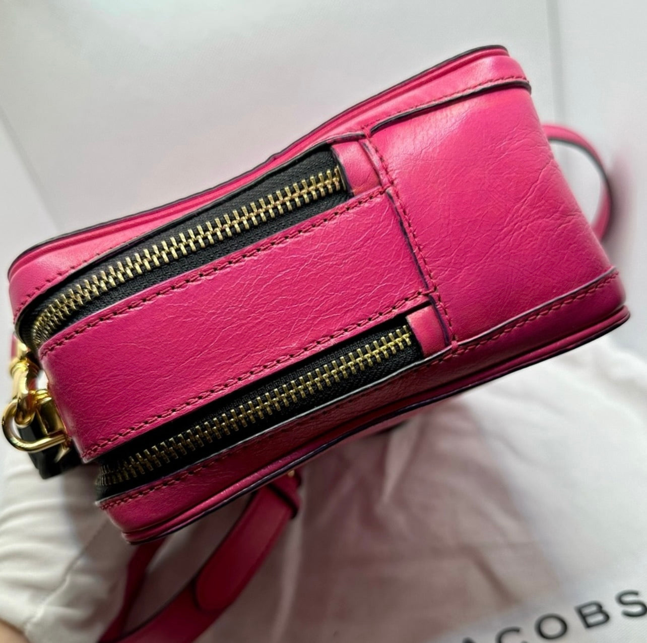 Marc Jacobs Hot Pink Distressed Leather The Box 23 Crossbody Bag