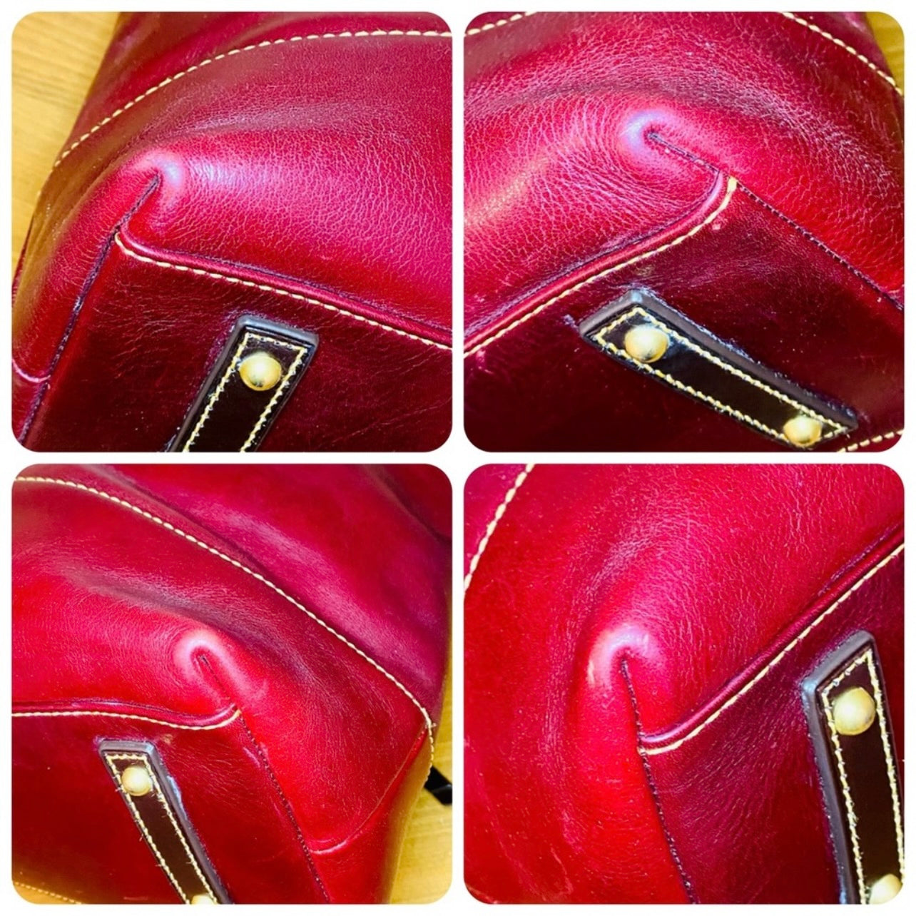 Rare Vintage Dooney & Bourke Large Deep Burgundy Leather Hobo Bag