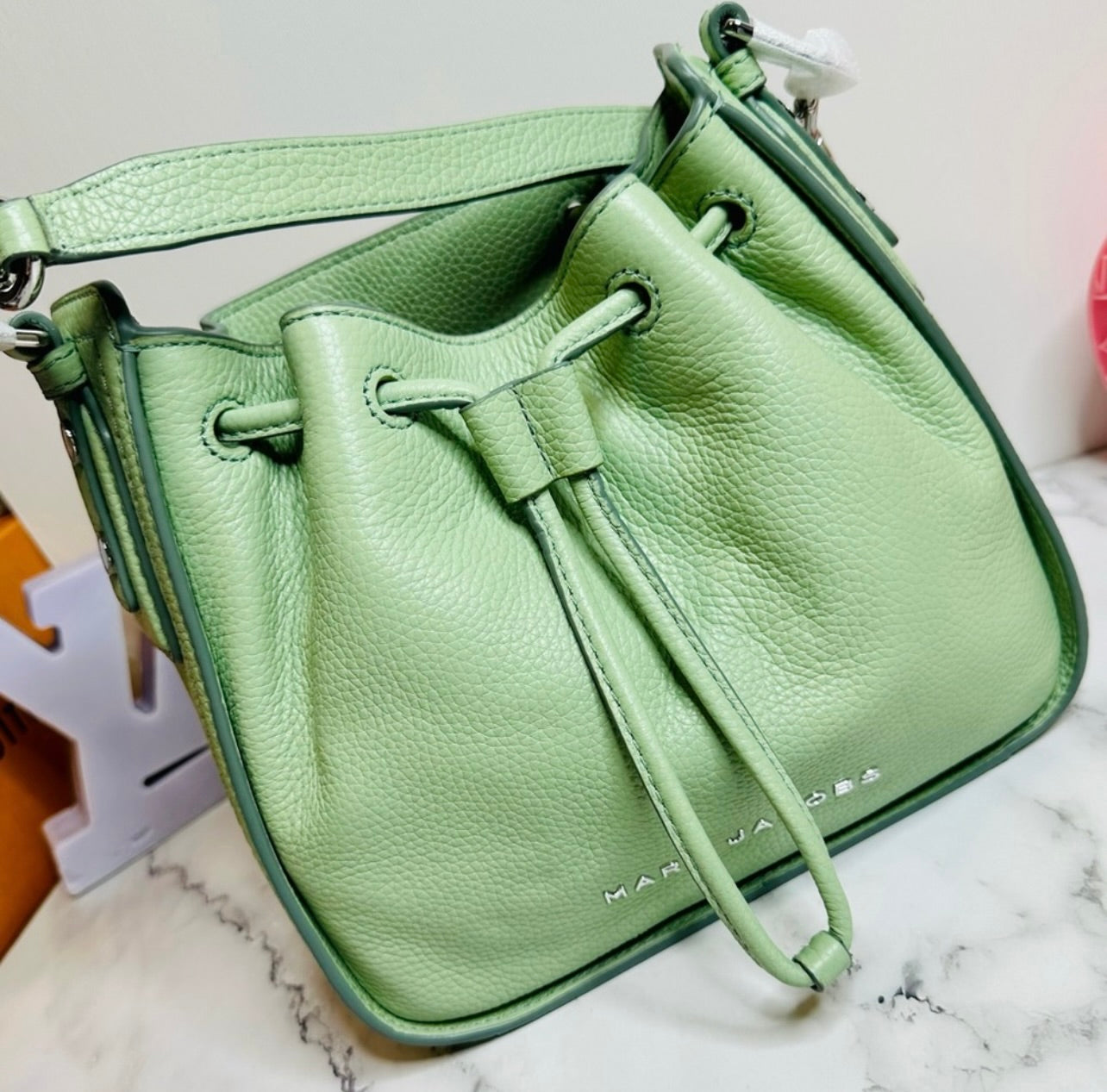 New Marc Jacobs Mint Green Leather Mini Bucket Bag