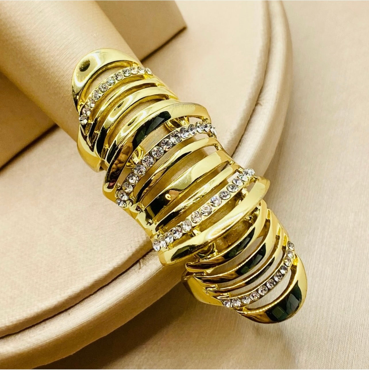 Fashion Yellow Gold Plated CZ Knuckle Finger Ring