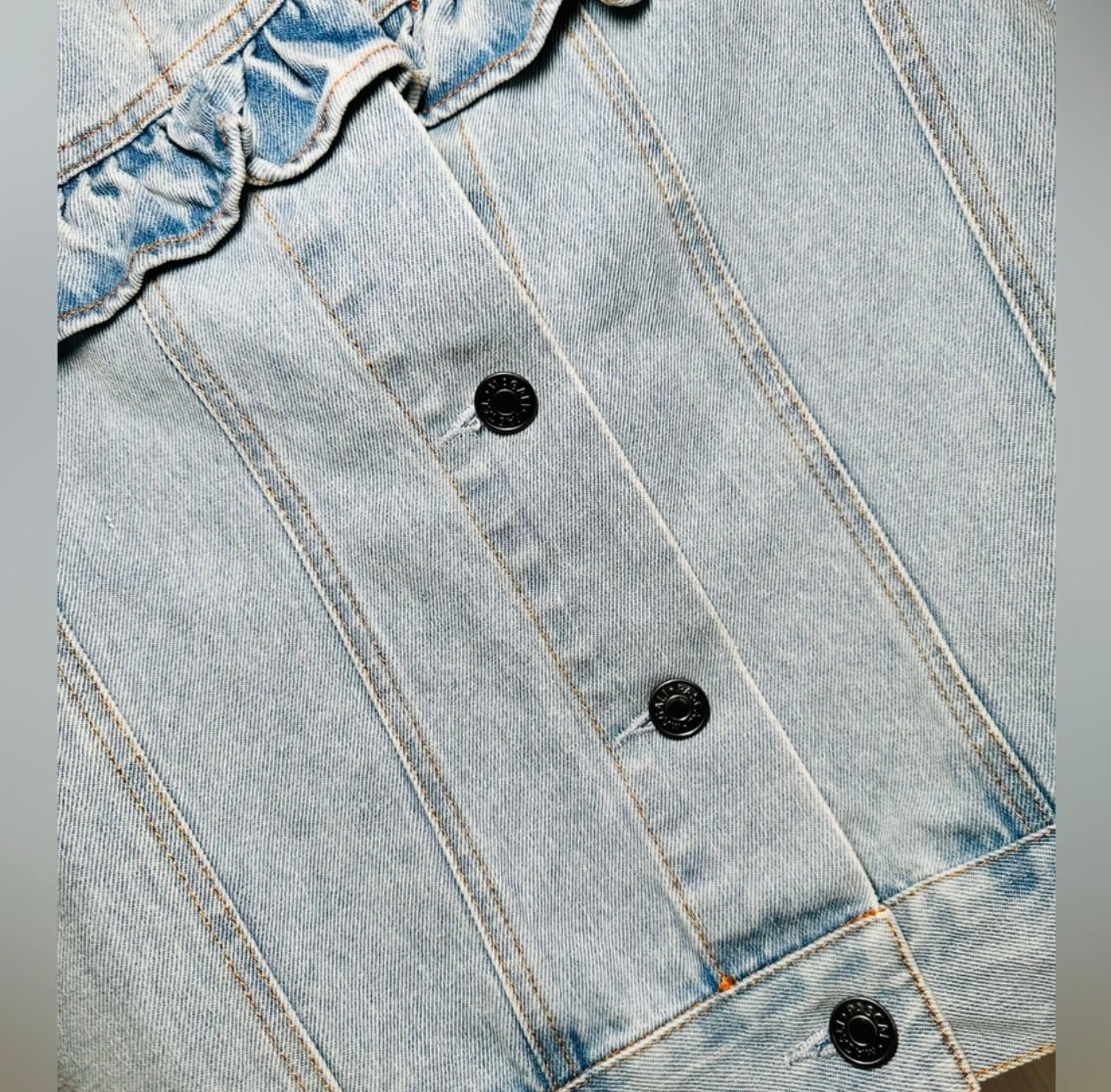 New Magali Pascal Charly Denim Ruffle Vest Jacket