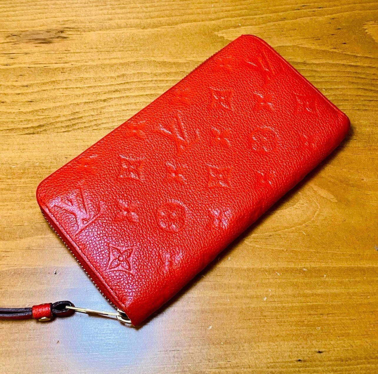 Louis Vuitton Red Poppy Supple Monogram Empreinte Leather Zippy Wallet