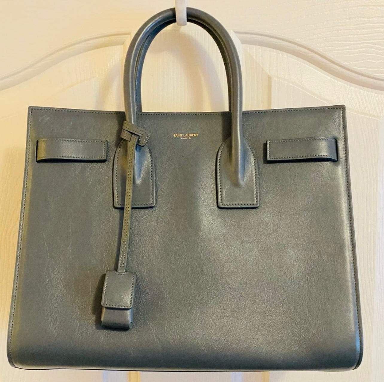 YSL Saint Laurent Sac de Jour Blue/Gray Leather Bag