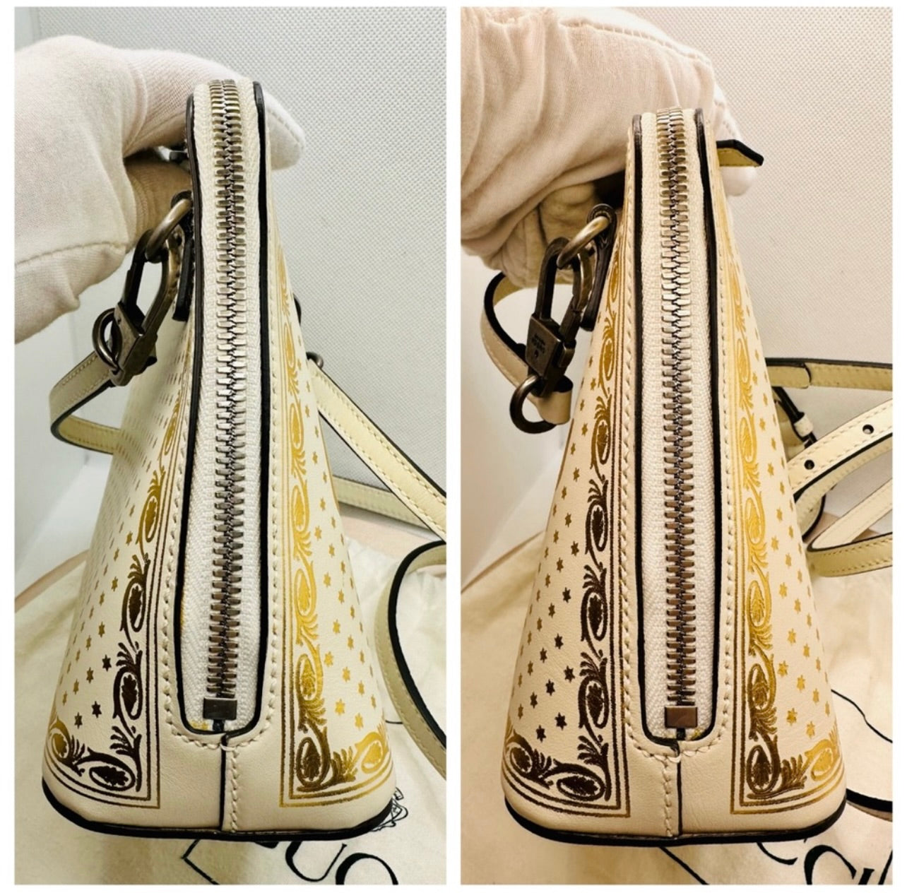 GUCCI x Sega White/Gold Leather GUCCY Mini Crossbody Bag