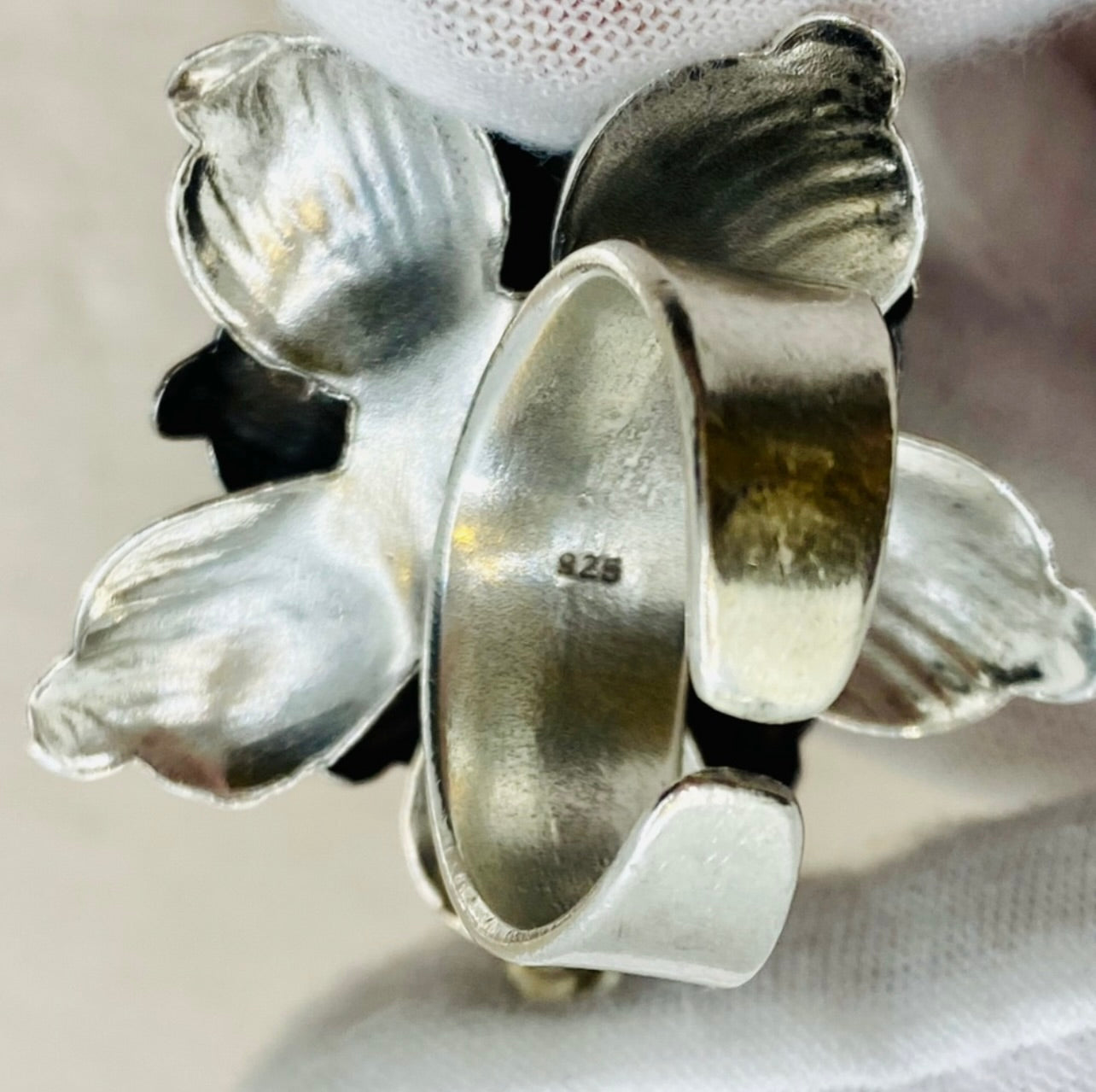 Vintage Oversized 925 Sterling Silver The Bloom Flower Design Adjustable Ring