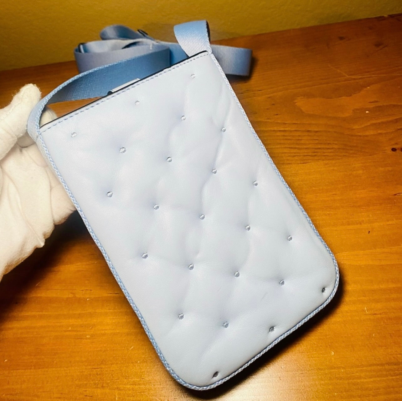 New Rag & Bone Riser Light Blue Leather Crossbody Phone Pouch