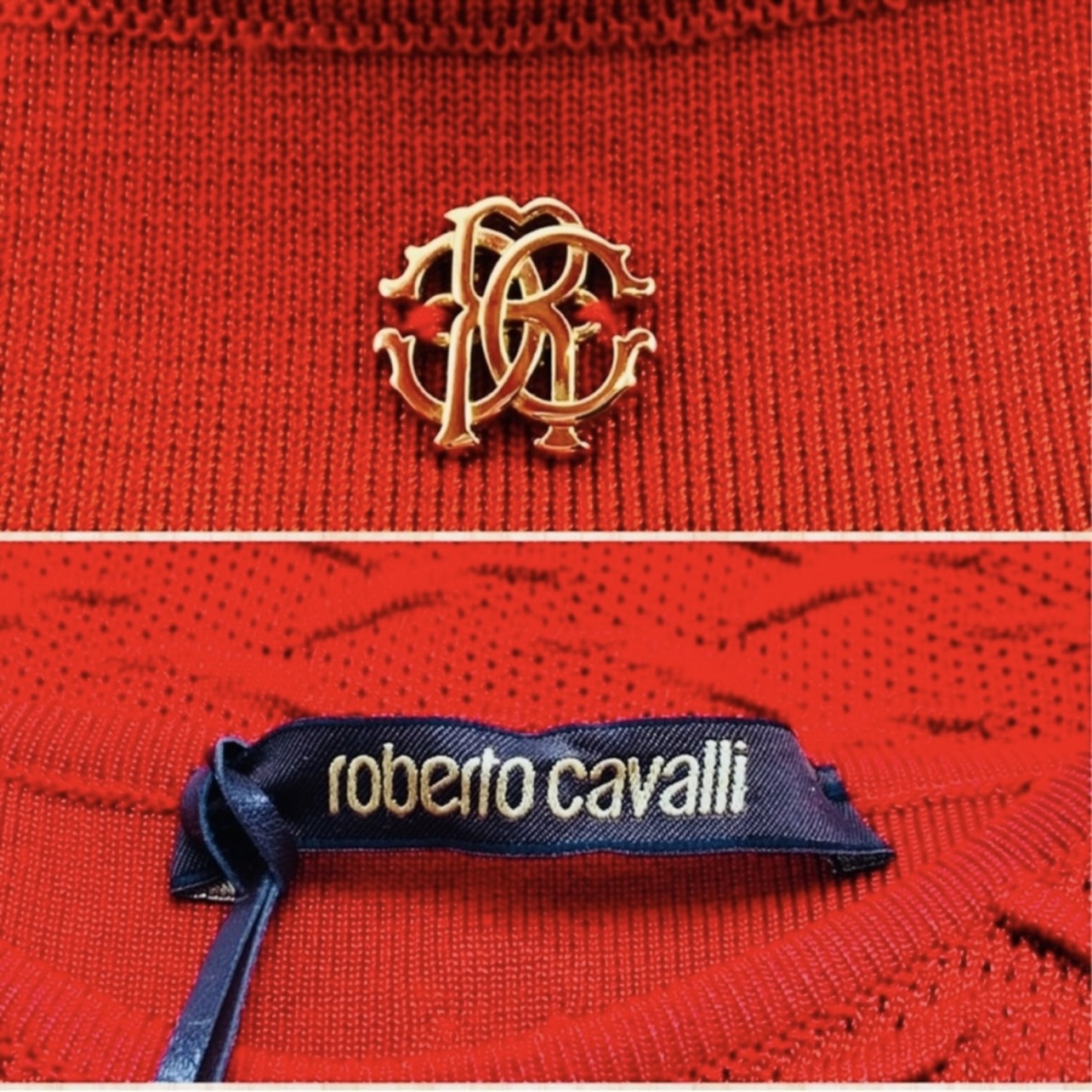 New Roberto Cavalli Red Jacquard Knitted Sleeveless Bodycon Mini Dress