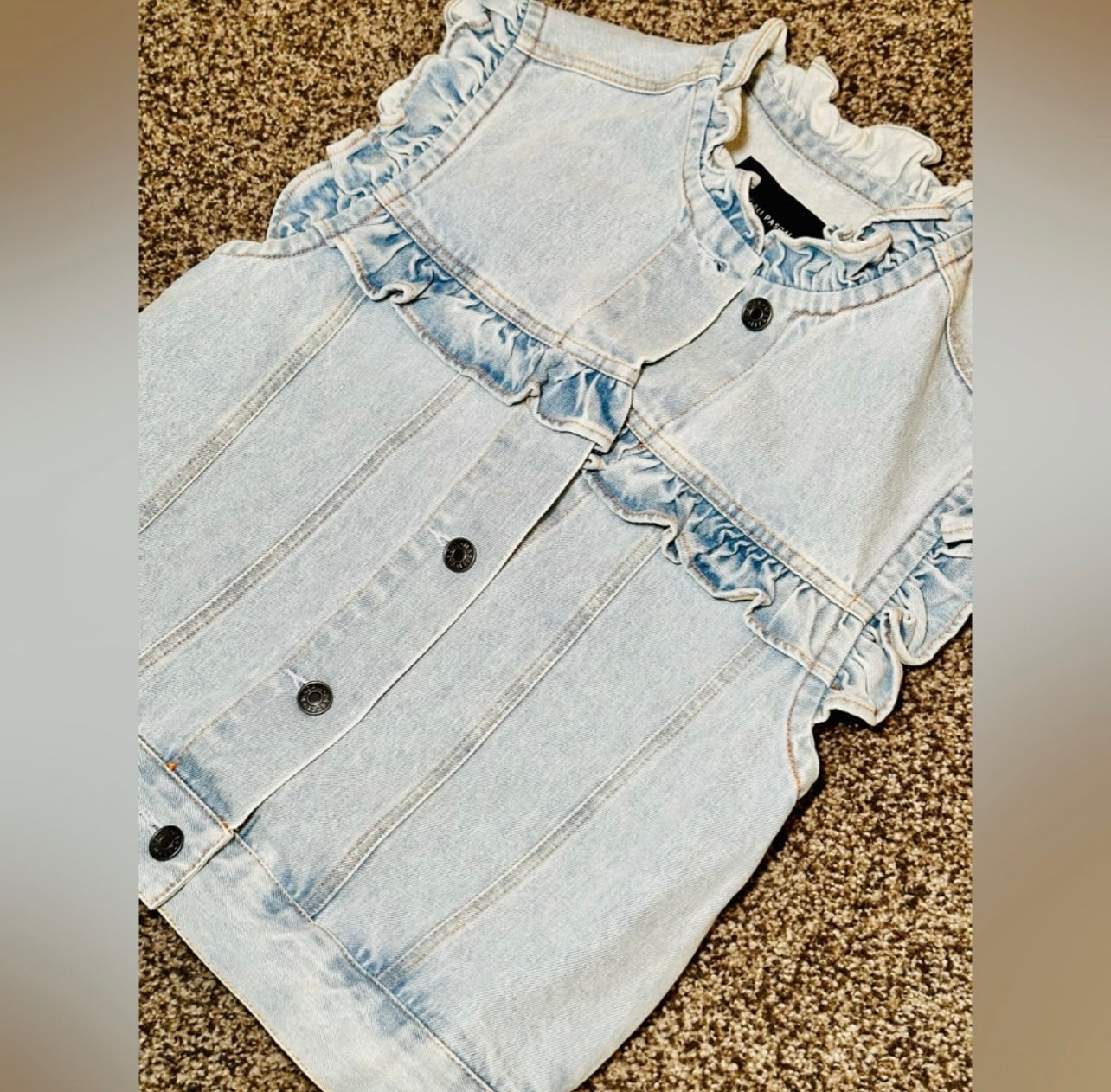 New Magali Pascal Charly Denim Ruffle Vest Jacket