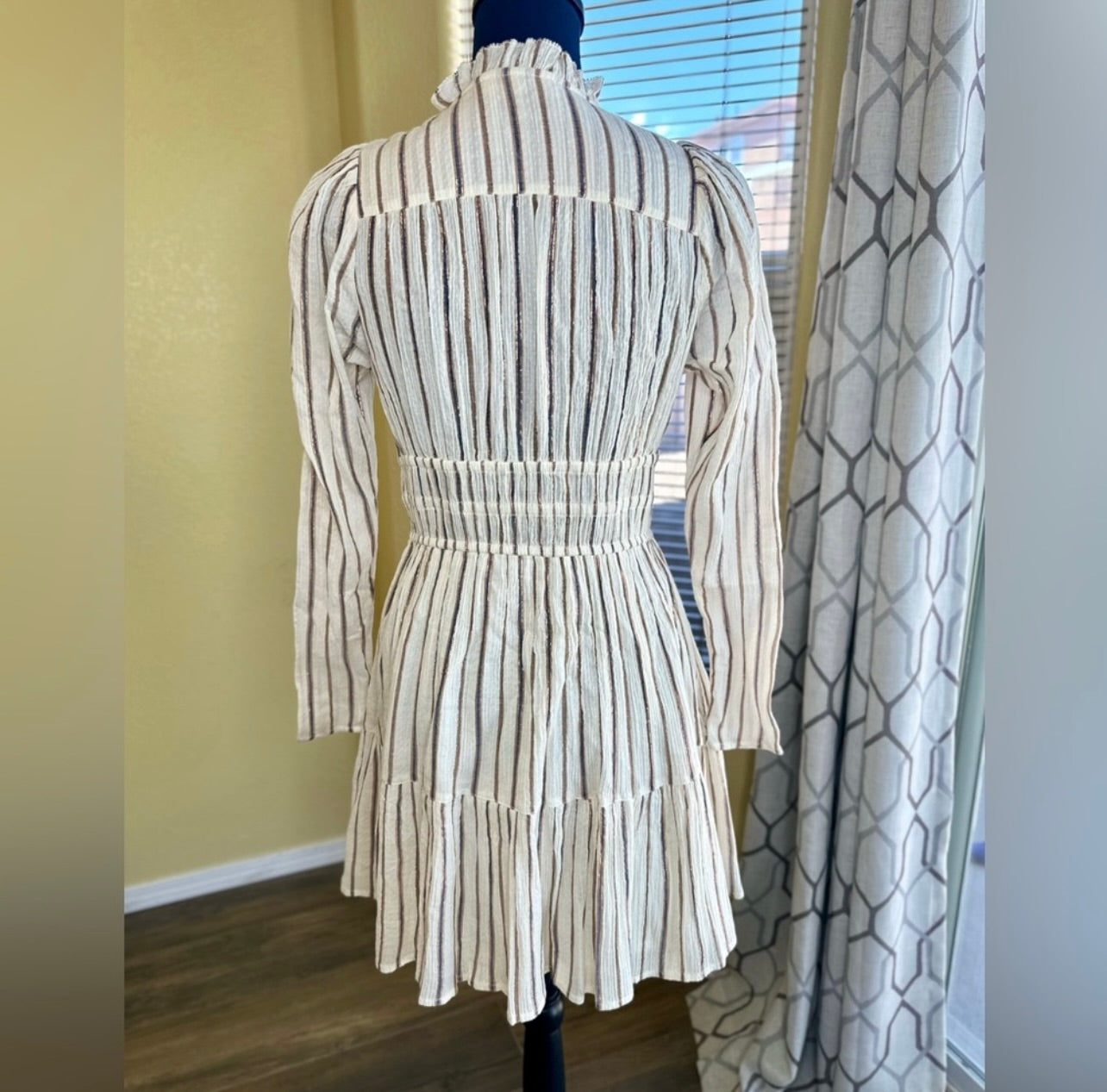 Ulla Johnson Cream Striped Rosalind Mini Dress