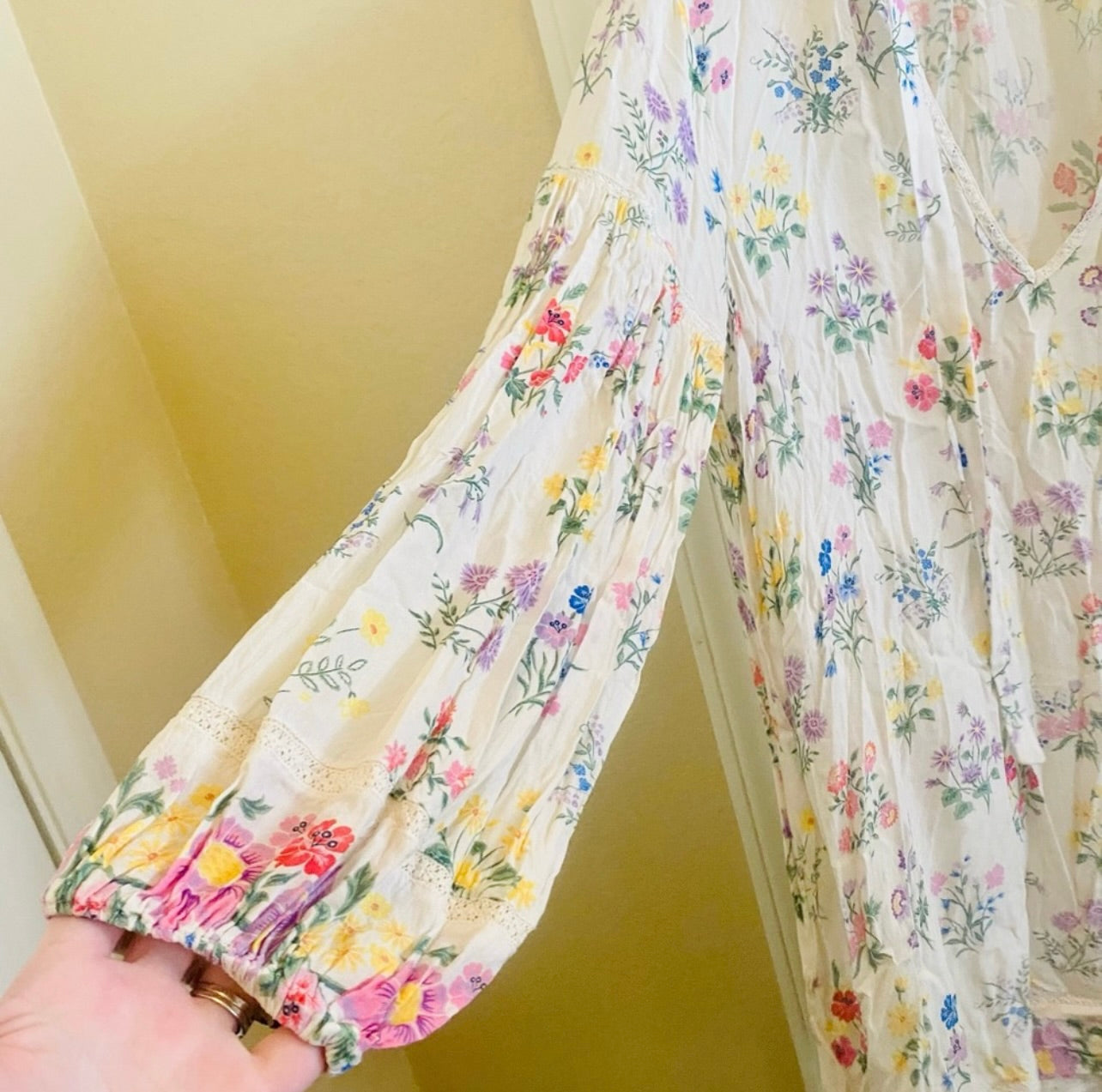 Spell & the Gypsy Collective Gardenia Posy Long Sleeve Mini Dress