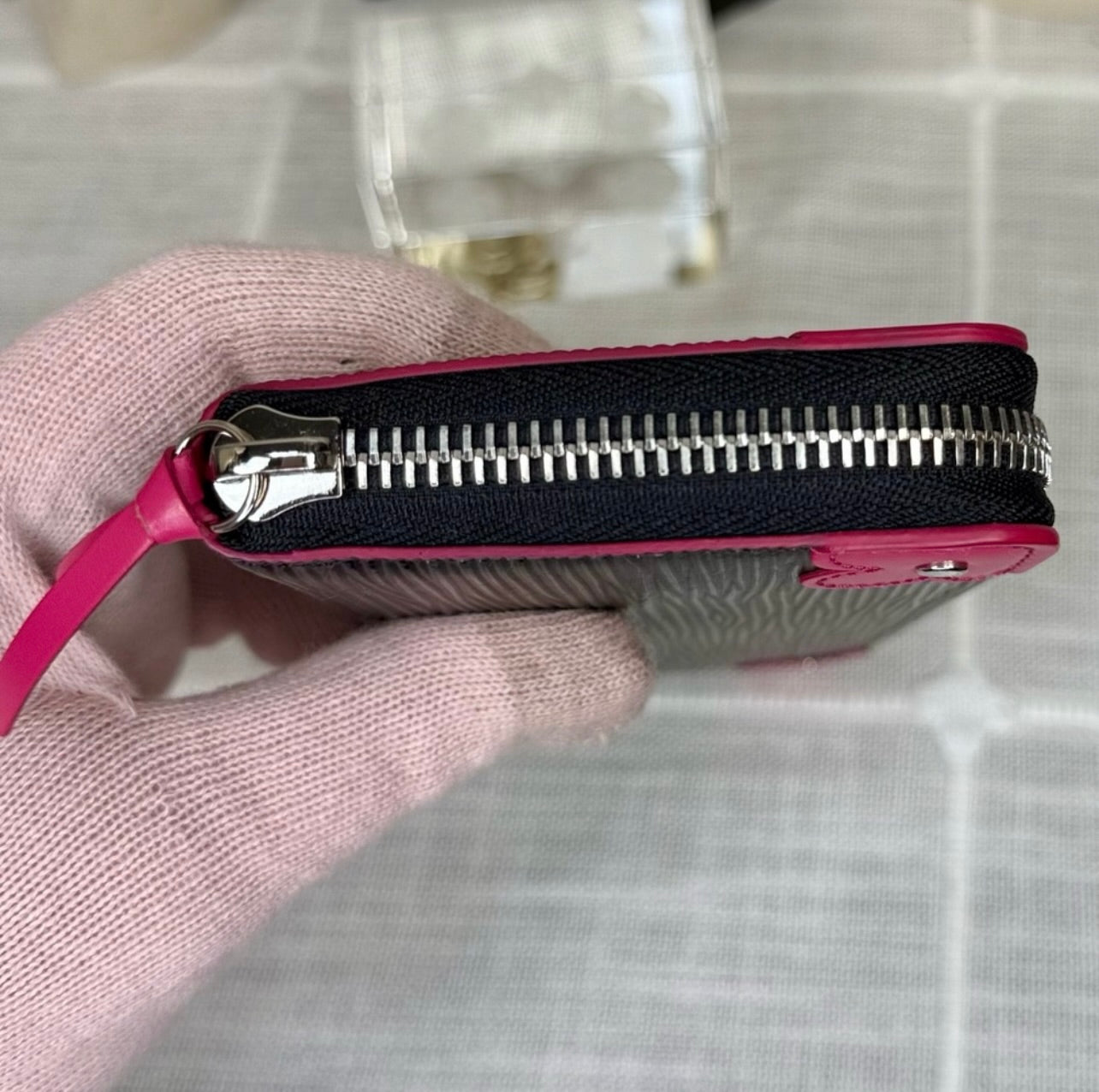 Louis Vuitton Black Epi Leather Blooming Corners Clemence Wallet