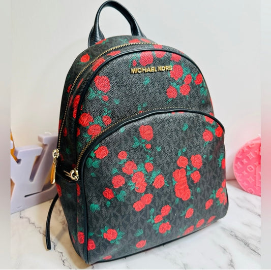 Michael Kors Abbey Medium MK Logo & Floral Print Backpack
