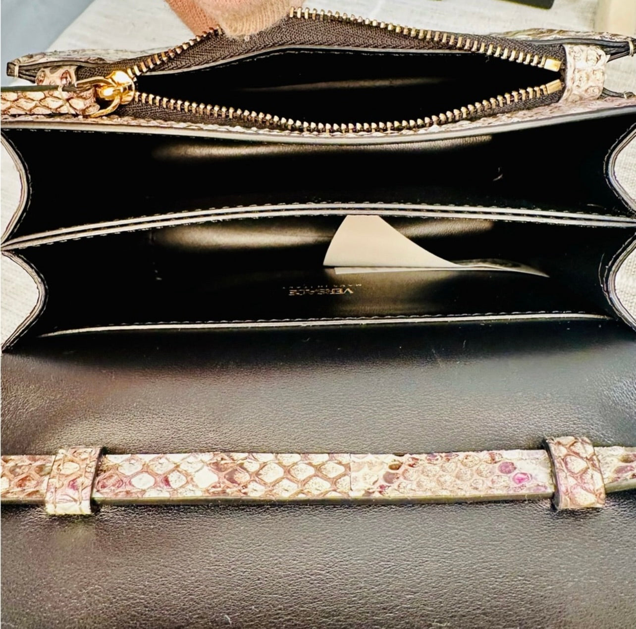 New Versace Genuine Iridescent Python & Leather Medusa Head Crossbody Bag