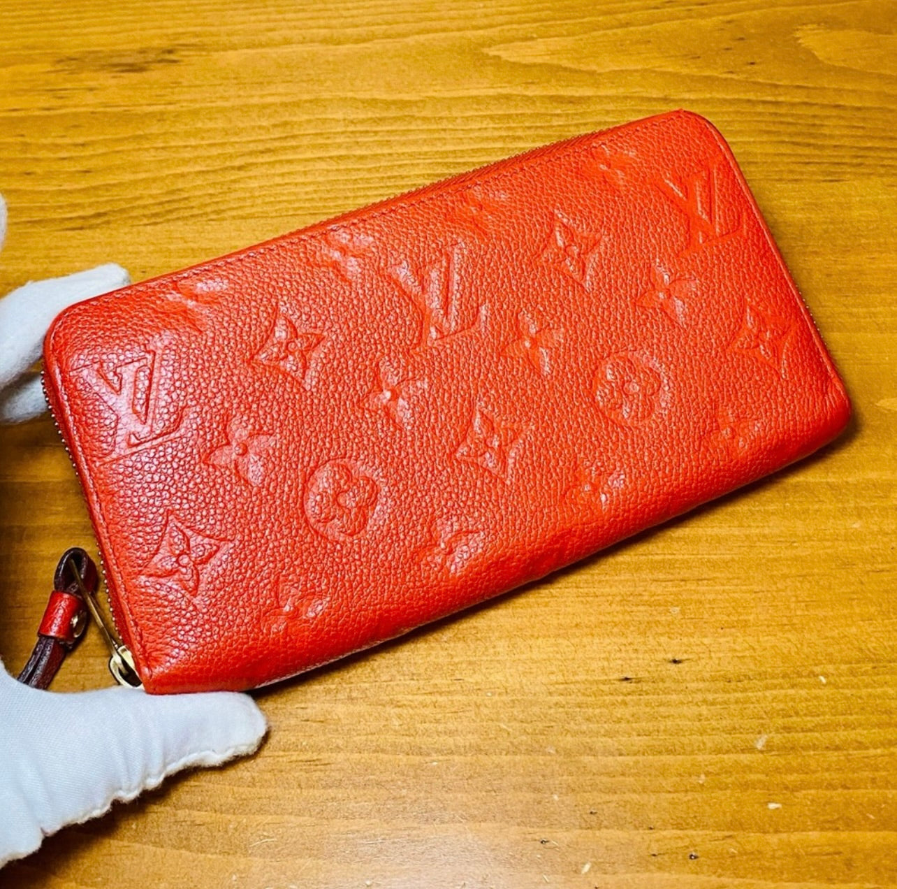 Louis Vuitton Red Poppy Supple Monogram Empreinte Leather Zippy Wallet