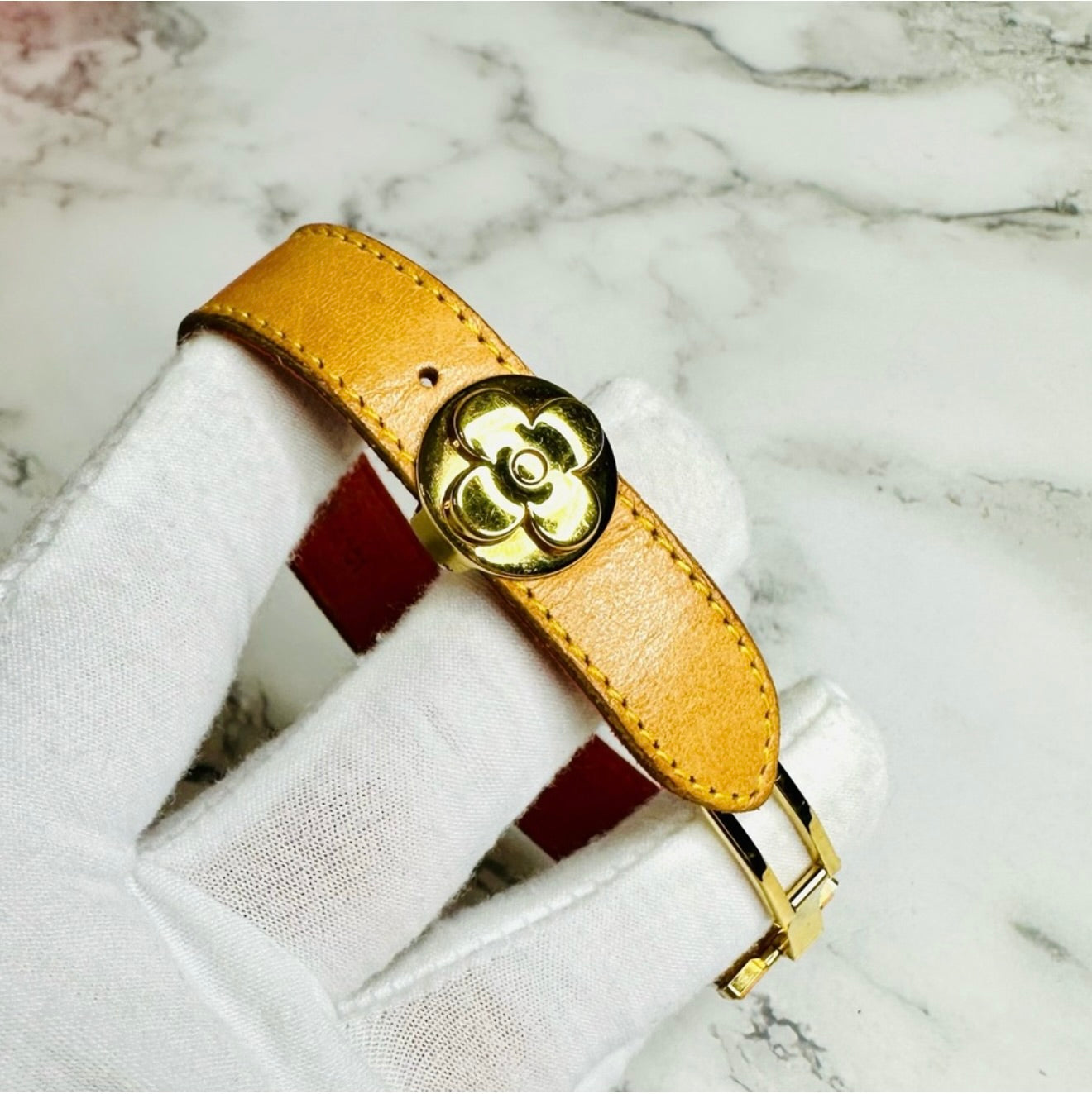 EUC Louis Vuitton Vachetta Leather Monogram Millennium Wish Bracelet