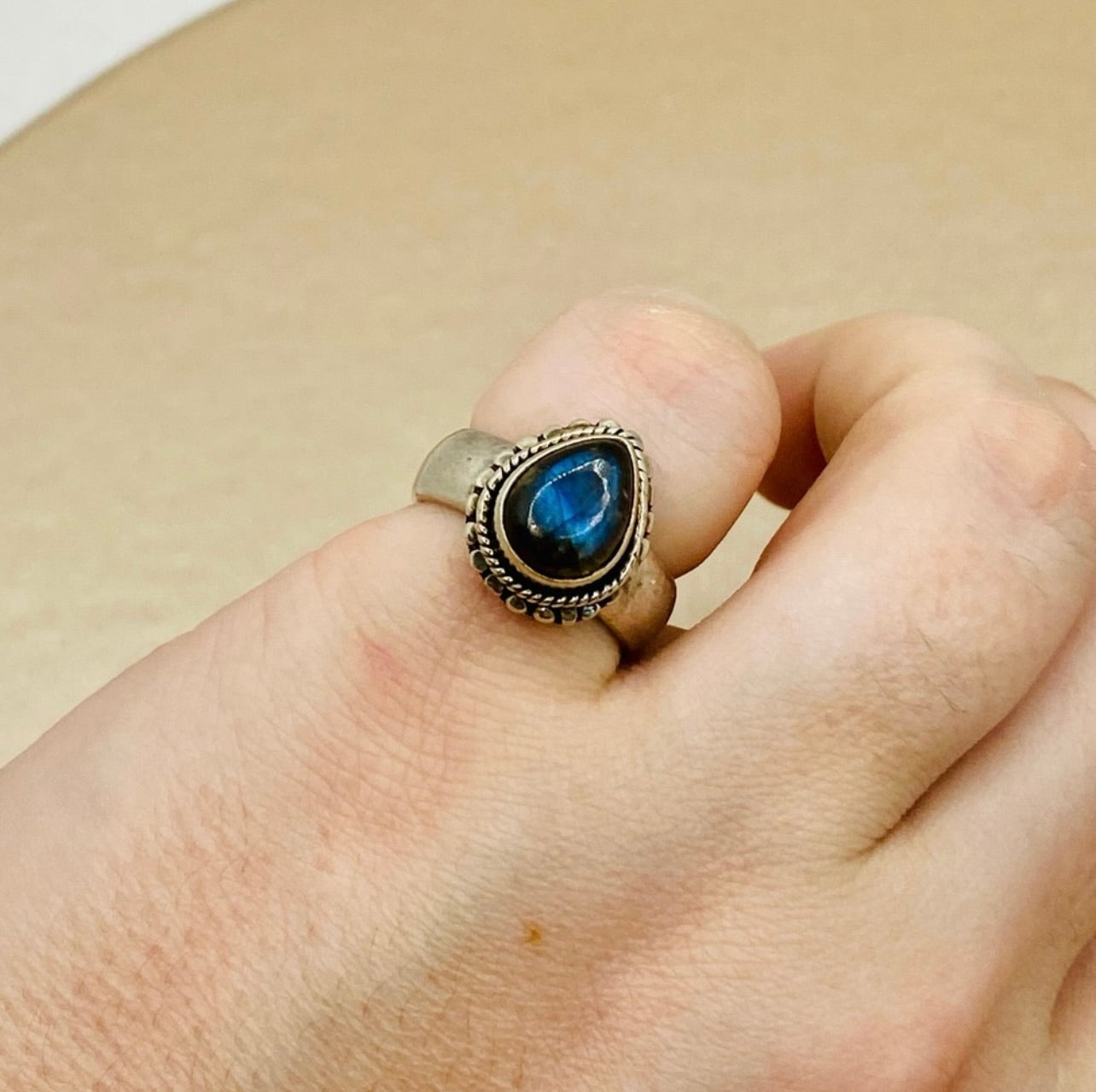 925 Sterling Silver Natural Labradorite Boho Ring
