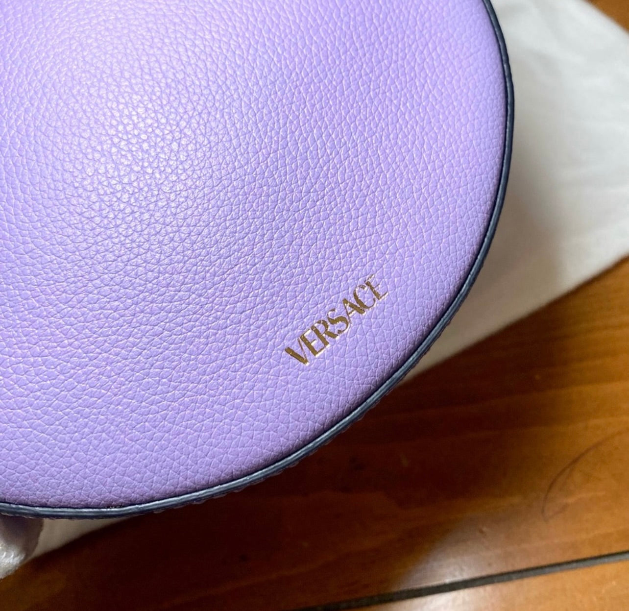 New Versace La Medusa Lilac/Purple Leather Disco Round Crossbody Bag