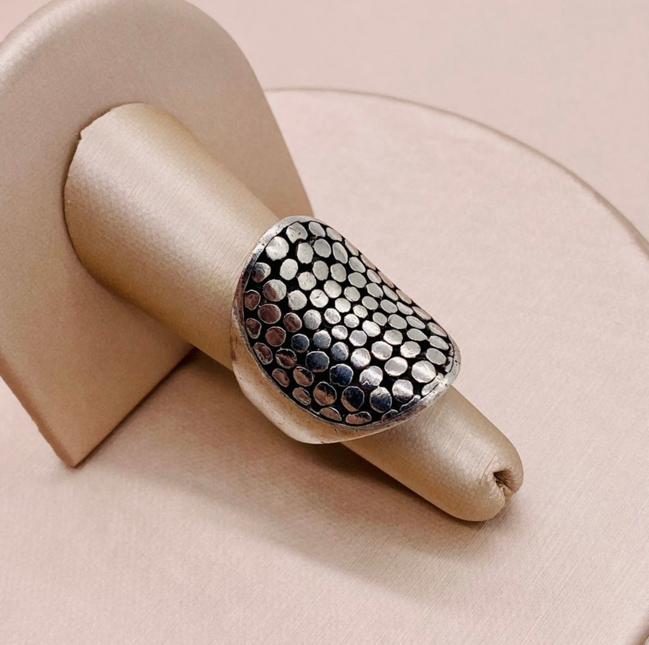 Handmade Sterling Silver Wide Cobbled Bali Ring