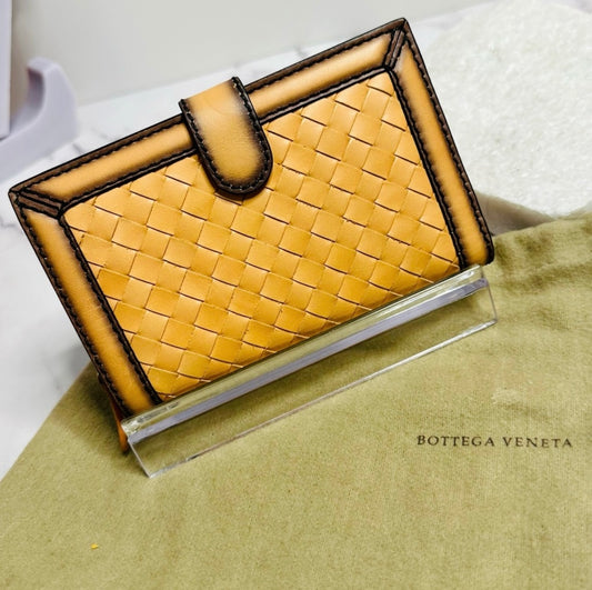 EUC Rare Bottega Veneta Medium Nappa Intrecciato Woven Leather French Compact Wallet