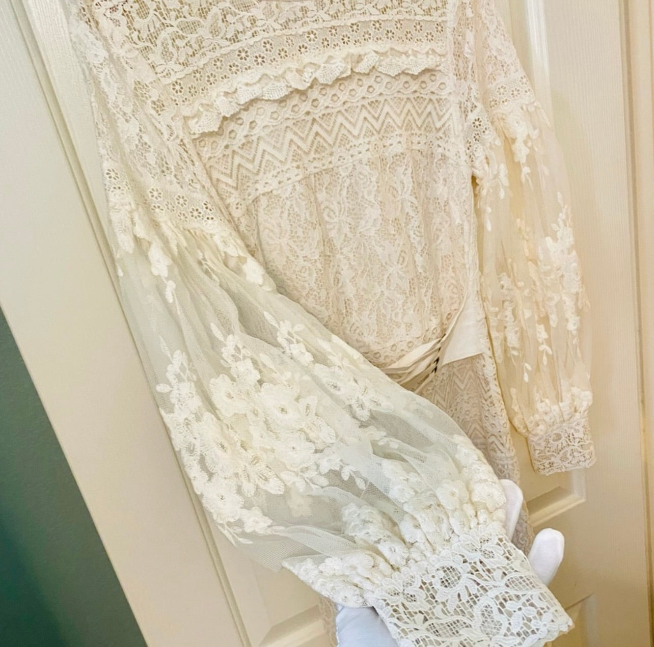 New Spell & the Gypsy Collective Cream Dawn Lace Belted Midi Dress