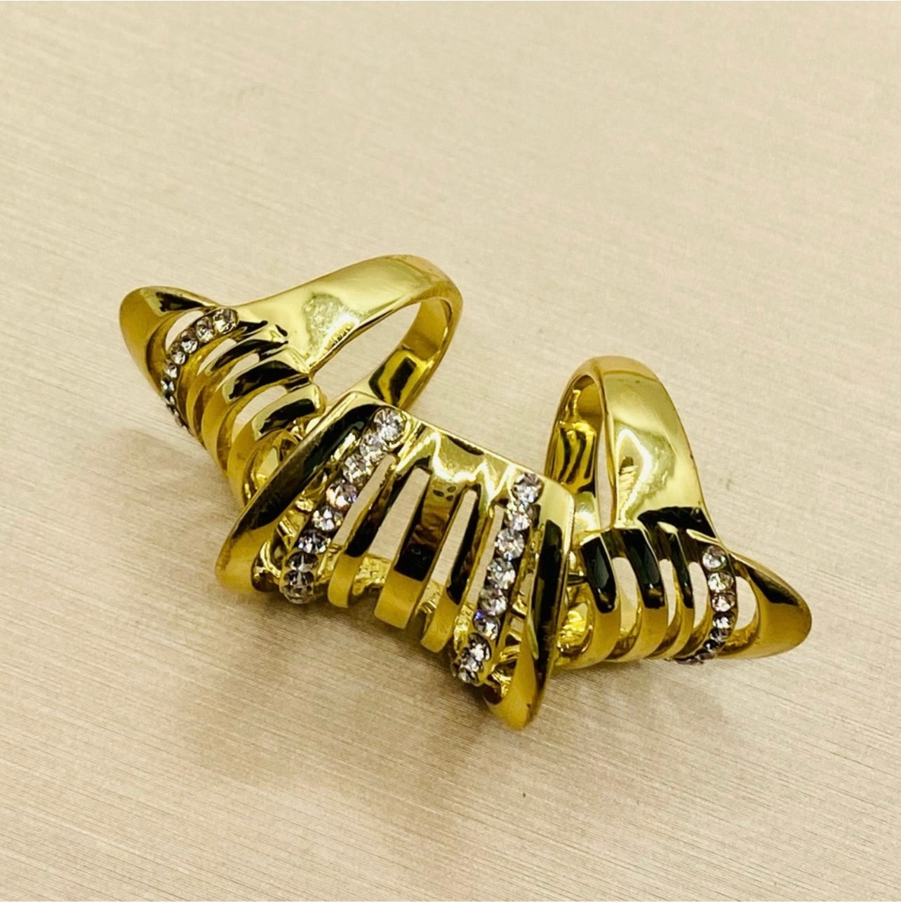 Fashion Yellow Gold Plated CZ Knuckle Finger Ring