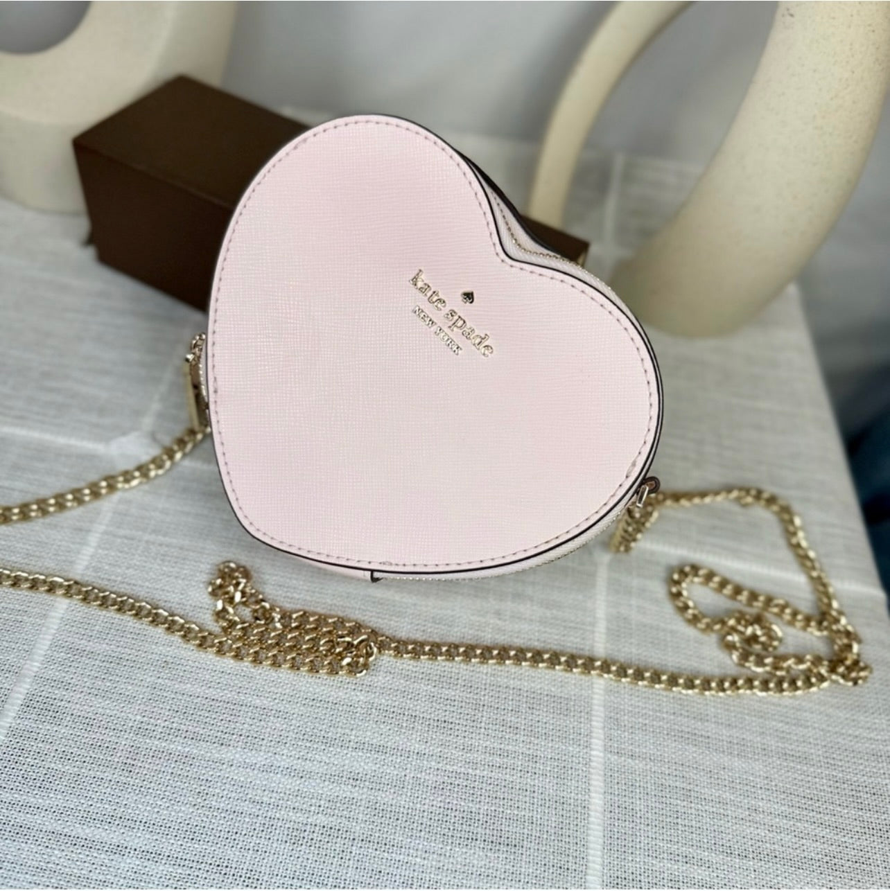 New KATE SPADE Light Rose Love Shack Mini Heart Crossbody Purse