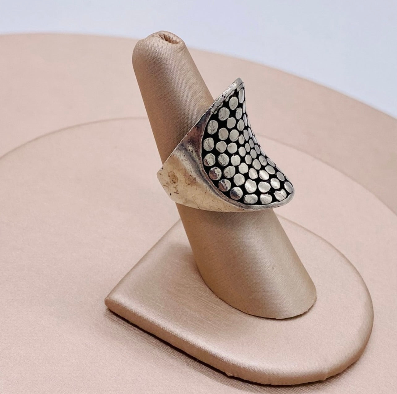 Handmade Sterling Silver Wide Cobbled Bali Ring