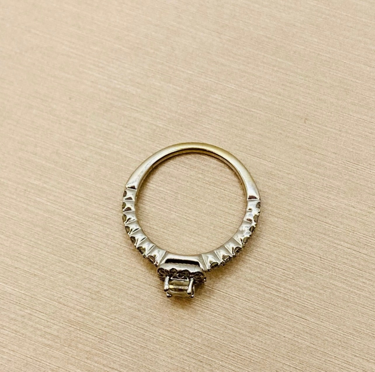 14k White Gold Halo Princess Cut Diamond Engagement Ring