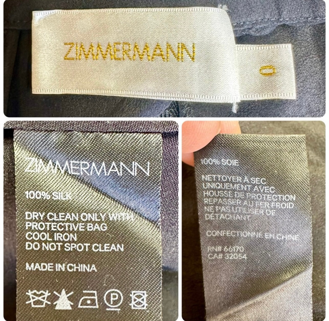 Zimmermann Black Silk Chevron Lace Mini Dress