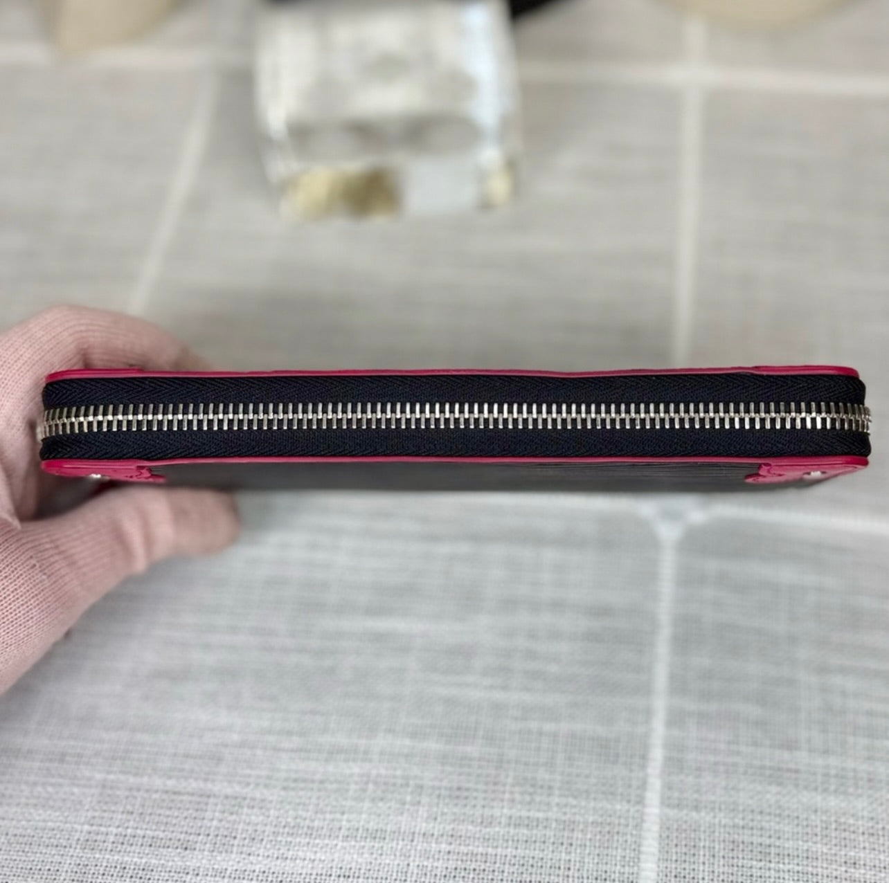 Louis Vuitton Black Epi Leather Blooming Corners Clemence Wallet