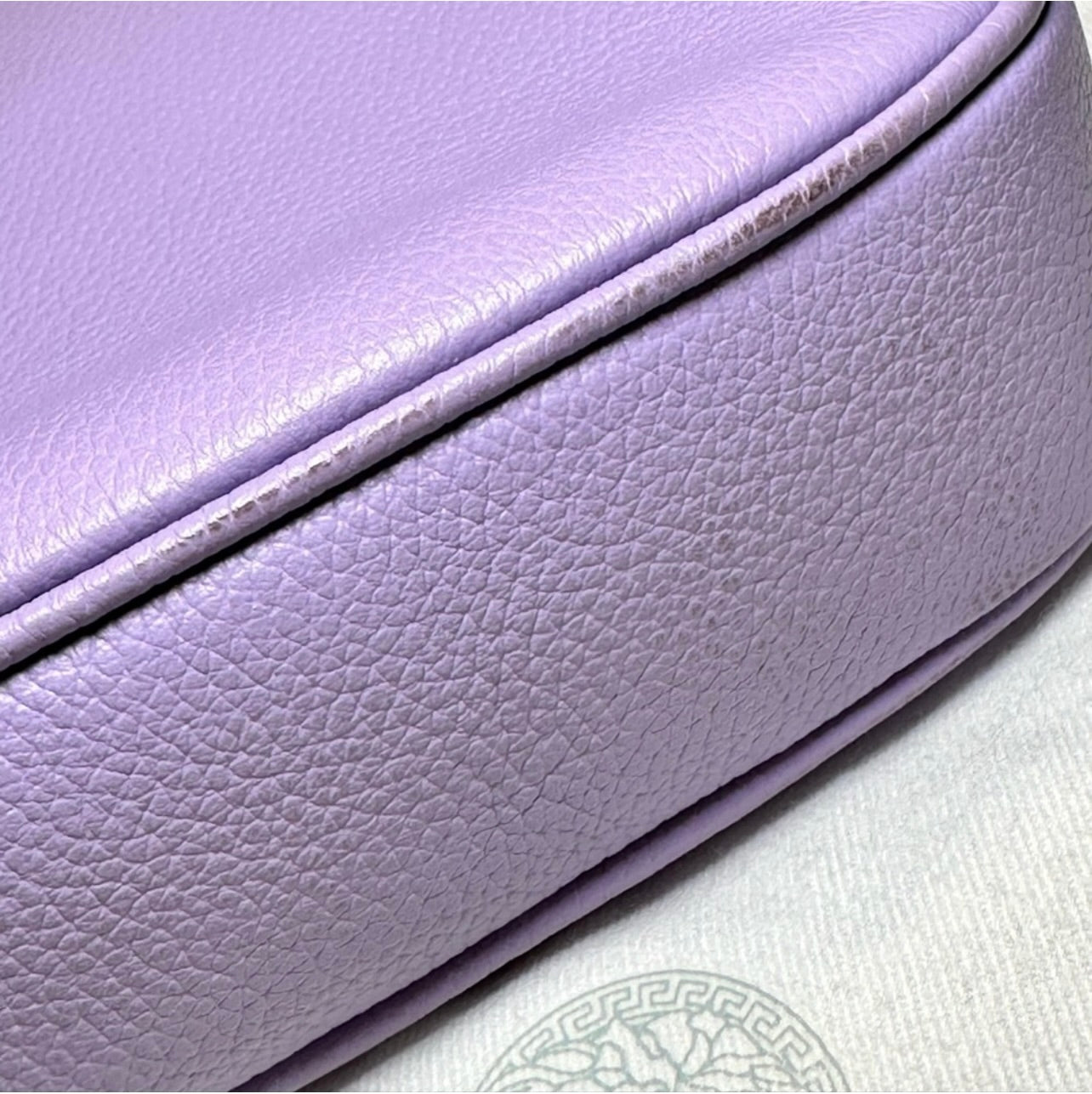 EUC Versace La Medusa Lilac Pebbled Leather Mini Hobo Bag