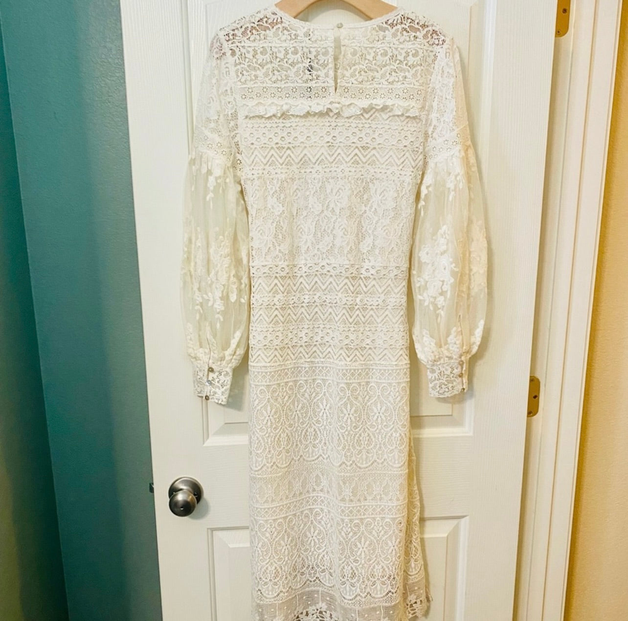 New Spell & the Gypsy Collective Cream Dawn Lace Belted Midi Dress